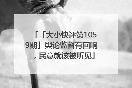 「大小快评第1059期」舆论监督有回响，民意就该被听见