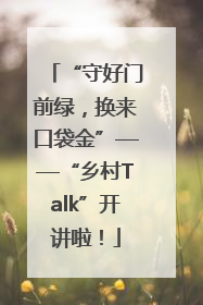 “守好门前绿，换来口袋金”——“乡村Talk”开讲啦！