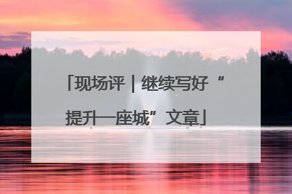 现场评｜继续写好“提升一座城”文章