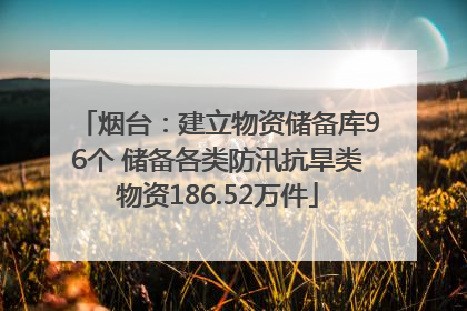烟台：建立物资储备库96个 储备各类防汛抗旱类物资186.52万件