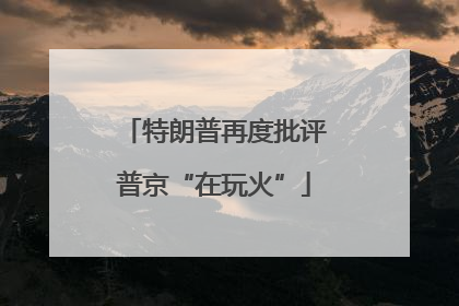 特朗普再度批评普京“在玩火”