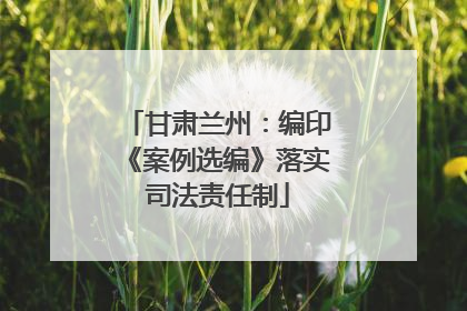 甘肃兰州：编印《案例选编》落实司法责任制