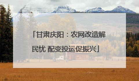 甘肃庆阳：农网改造解民忧 配变投运促振兴