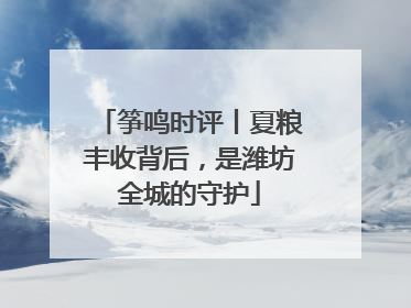 筝鸣时评丨夏粮丰收背后，是潍坊全城的守护