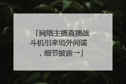 网络主播直播战斗机引来境外间谍，细节披露→