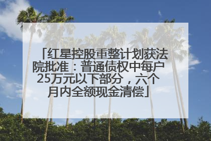 红星控股重整计划获法院批准：普通债权中每户25万元以下部分，六个月内全额现金清偿