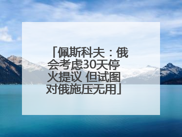 佩斯科夫：俄会考虑30天停火提议 但试图对俄施压无用