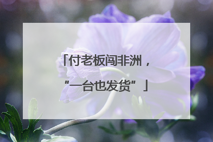 付老板闯非洲，“一台也发货”