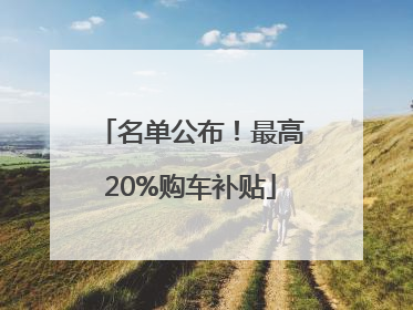 名单公布！最高20%购车补贴
