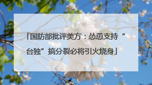 国防部批评美方：怂恿支持“台独”搞分裂必将引火烧身