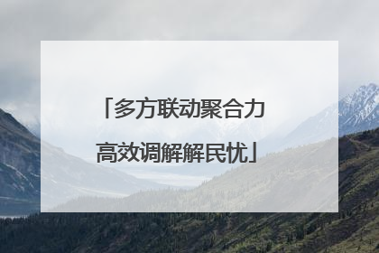 多方联动聚合力 高效调解解民忧