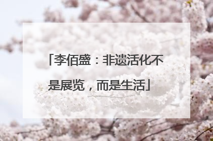 李佰盛：非遗活化不是展览，而是生活