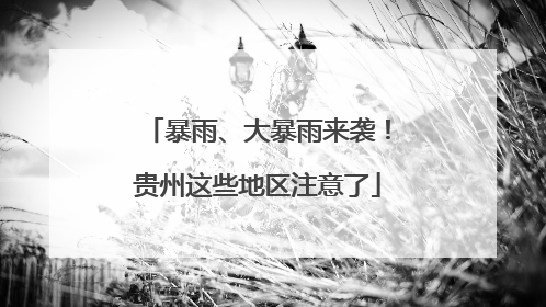 暴雨、大暴雨来袭！贵州这些地区注意了