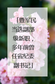 暨军民当选副部级新职，多年前曾任省纪委副书记