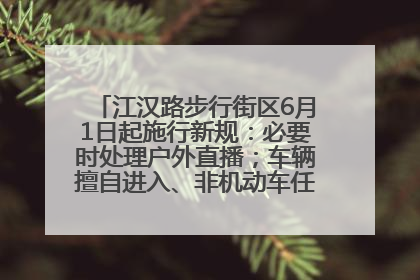 江汉路步行街区6月1日起施行新规：必要时处理户外直播；车辆擅自进入、非机动车任意停放的，依法处理