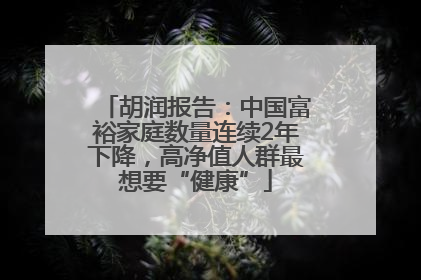 胡润报告：中国富裕家庭数量连续2年下降，高净值人群最想要“健康”