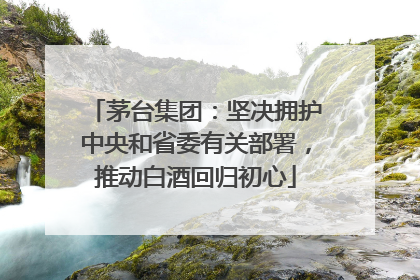 茅台集团：坚决拥护中央和省委有关部署，推动白酒回归初心