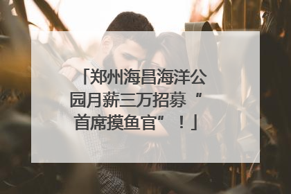 郑州海昌海洋公园月薪三万招募“首席摸鱼官”！