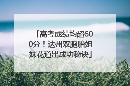 高考成绩均超600分！达州双胞胎姐妹花道出成功秘诀